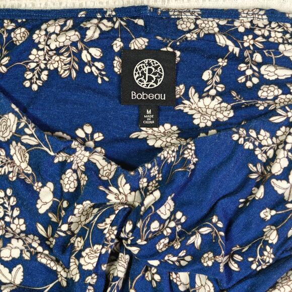 Bobeau Strapless Dark Blue Floral Comfy Dress Size M - Picture 5 of 6